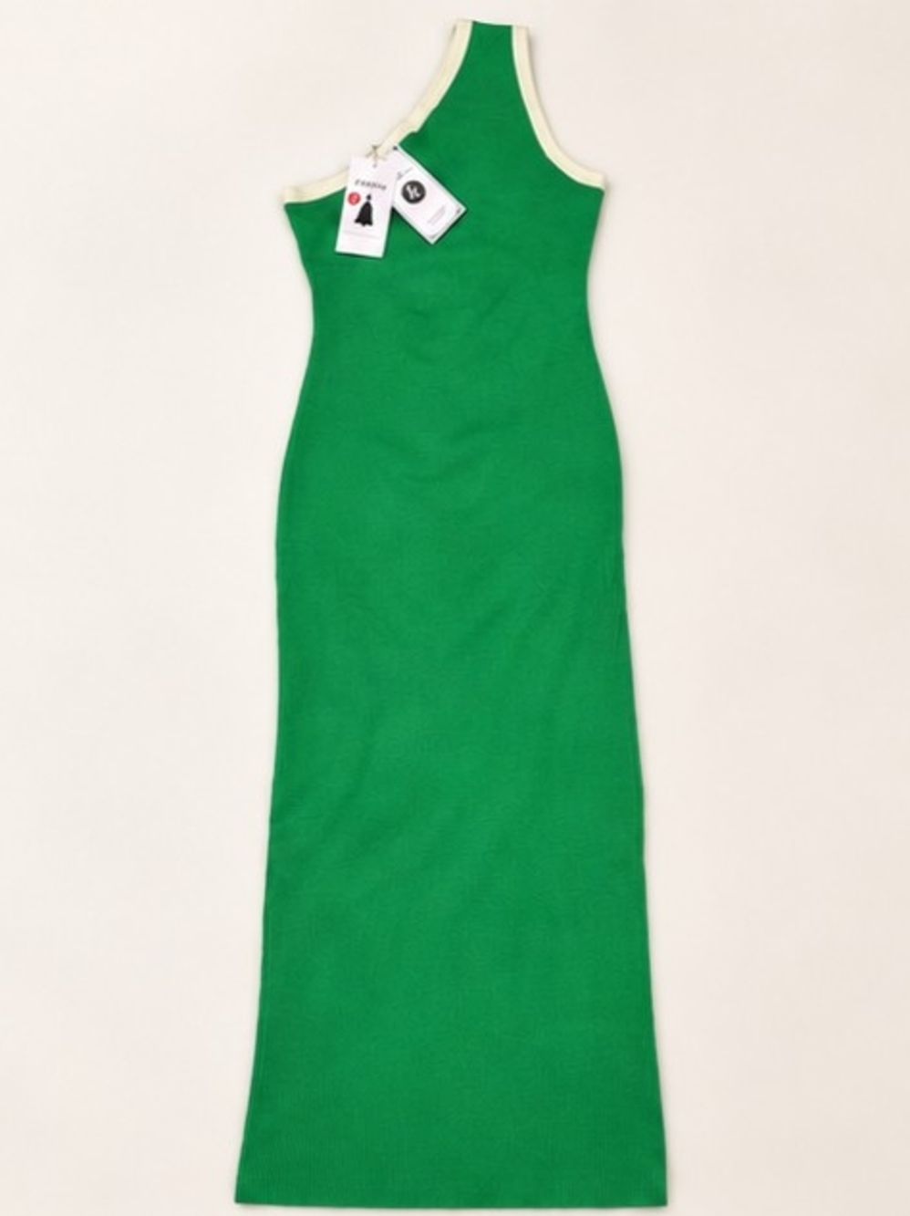 ZESICA Green Ribbed One-Shoulder Maxi Dress Size Medium NWT